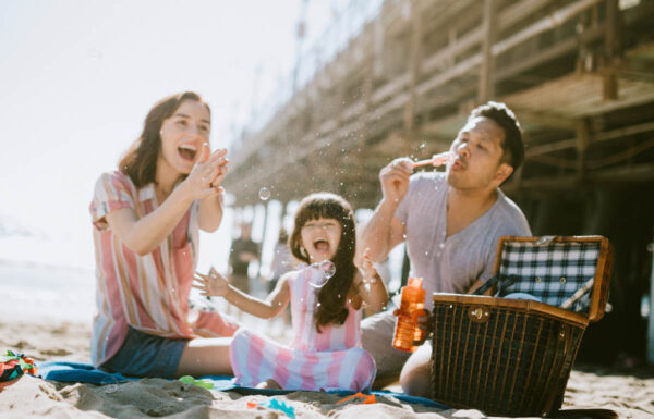 Family enjoying picnic