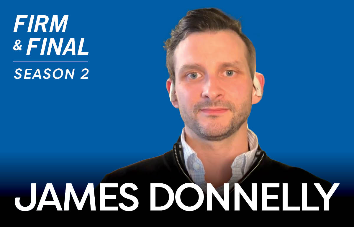 Season two episode three guest James Donnelly's headshot on a blue background.